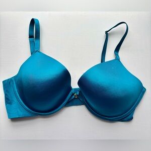 Victorias Secret 38D Teal Blue Bra Very Sexy Demi Underwire Gold Hardware